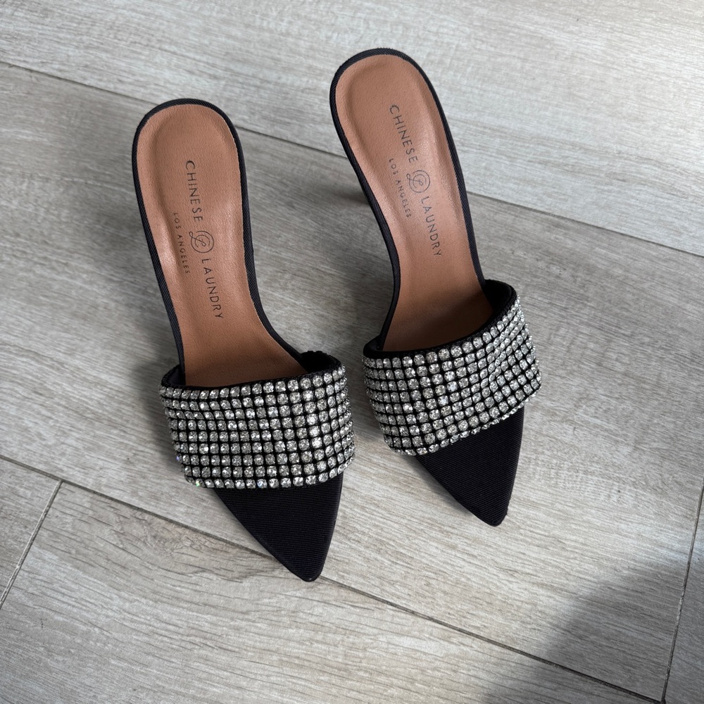 Chinese Laundry Black Heels with Silver Studs